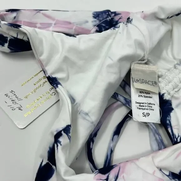 L Space Wilder Bikini Top Blue White Pink Tie Dye Asymmetrical Size Small NWT - Picture 4 of 4
